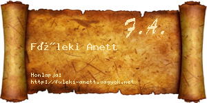 Füleki Anett névjegykártya
